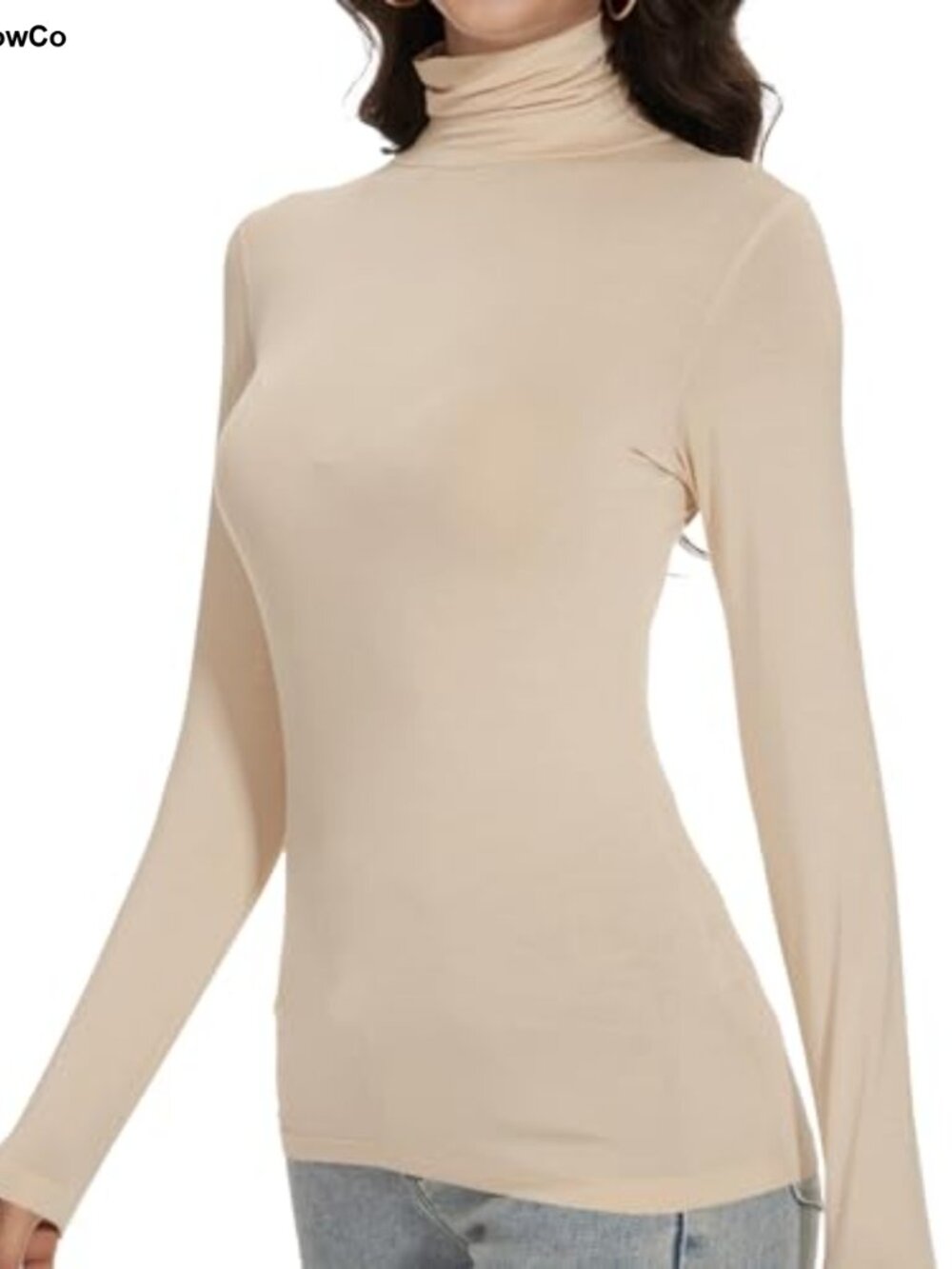Womens Turtleneck Long Sleeve Slim Fitted Lightweight Thermal Top - Picture 4 of 6